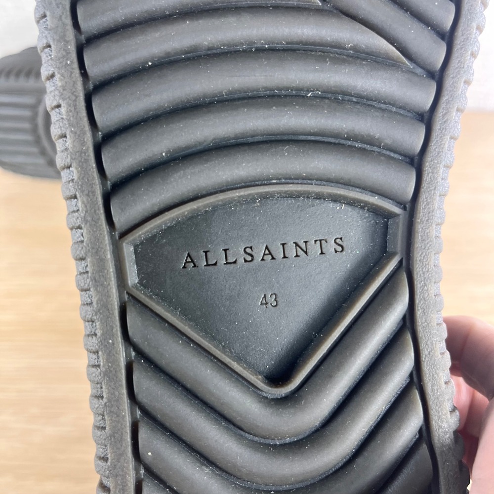 AllSaints Regan Men's Sneakers US 10 Black Leather Suede Monochrome Streetwear - Picture 6 of 10